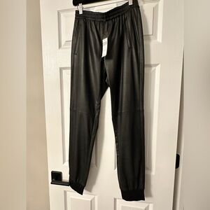 BCBG Black Faux Leather Joggers NWT